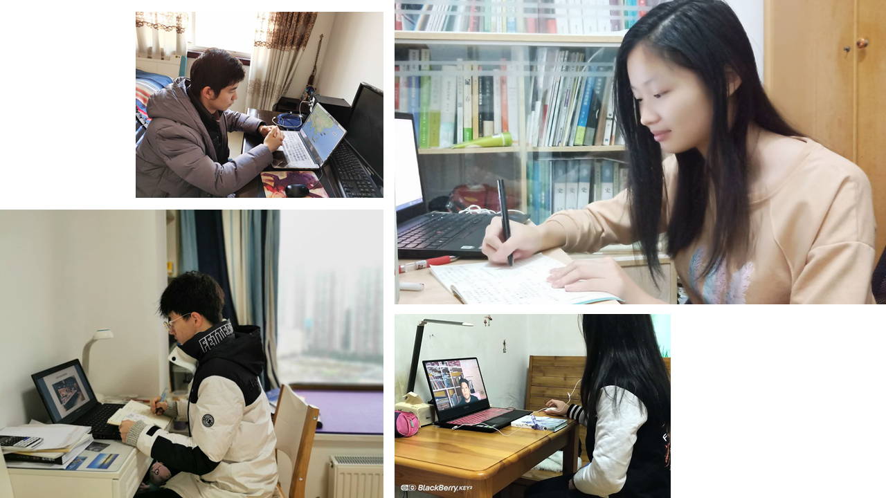 学生在家中认真学习